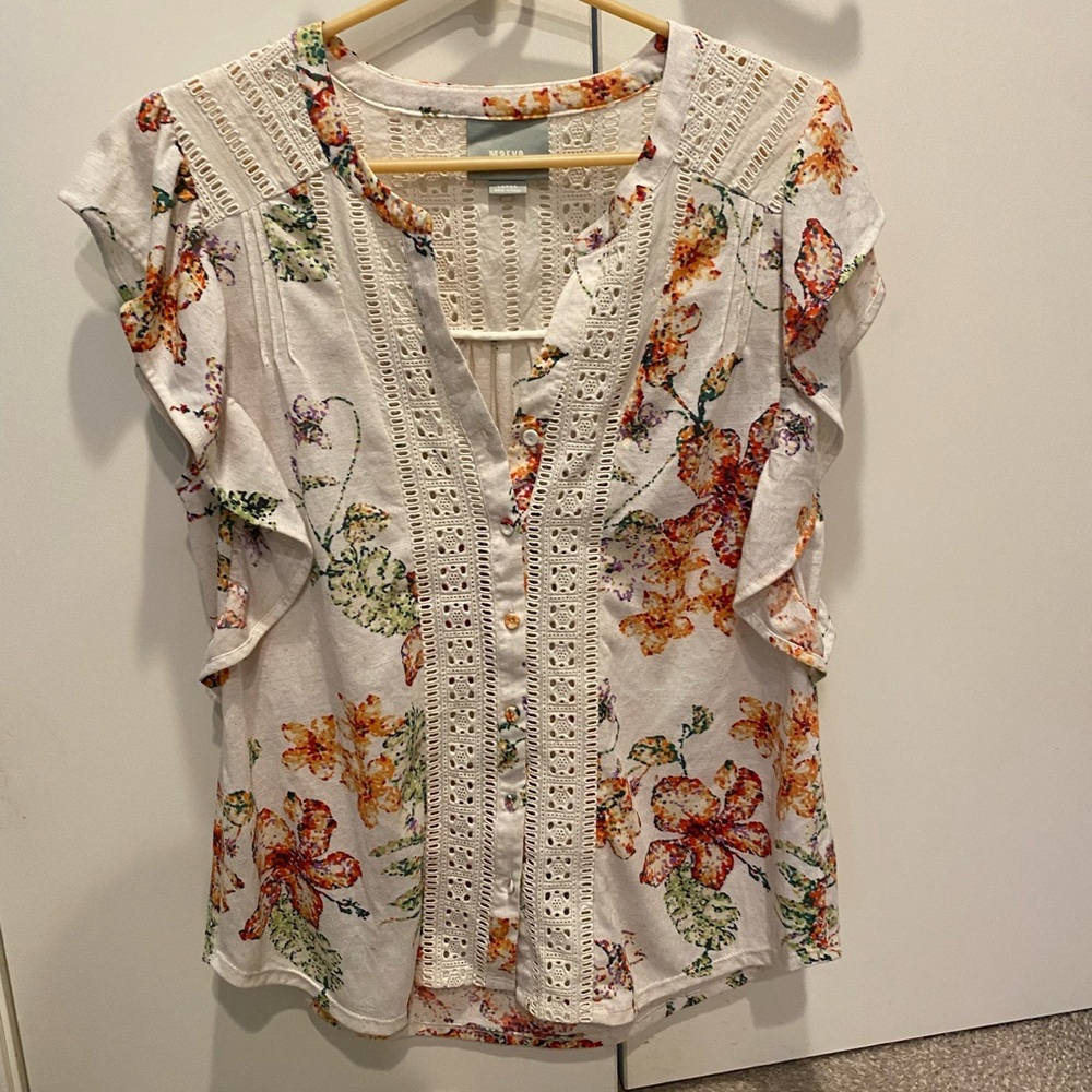 Anthropology flutter sleeve Maeve blouse